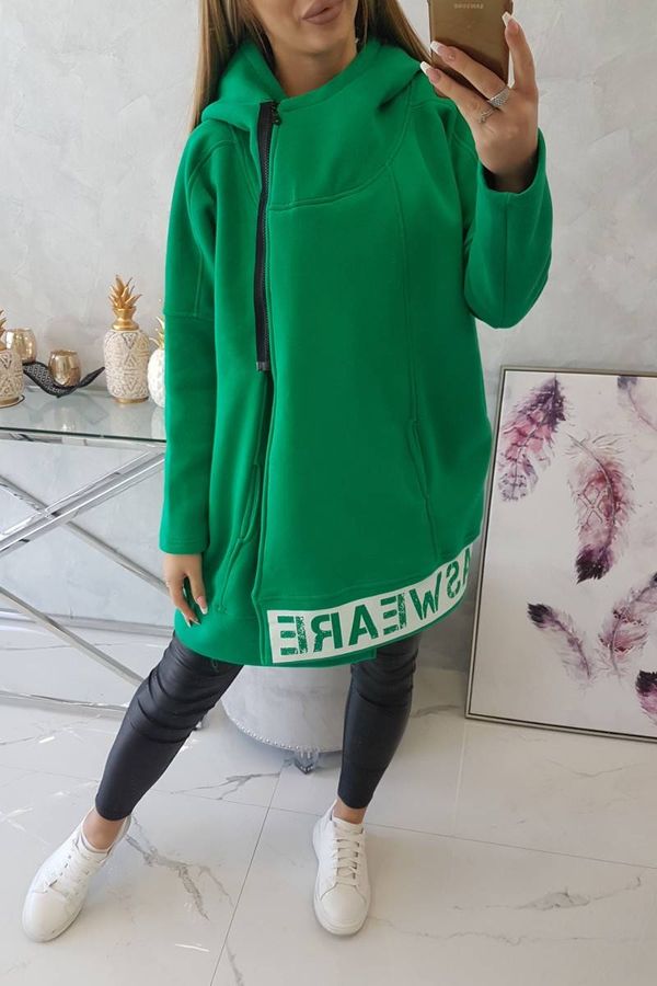 Kesi Insulated sweatshirt with zipper in green color