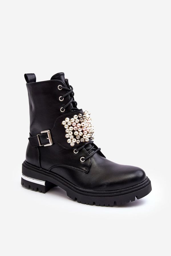 Kesi Insulated women's ankle boots decorated with black Venizi