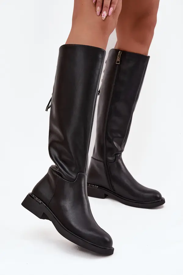 VINCEZA Insulated Women's Leather Boots Flat Heel Vinceza