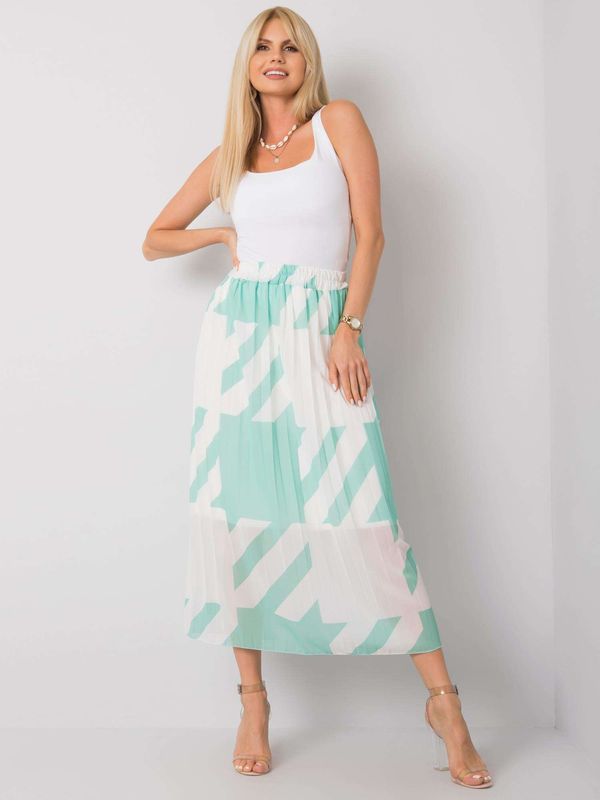 Fashionhunters Isidora green pleated maxi skirt