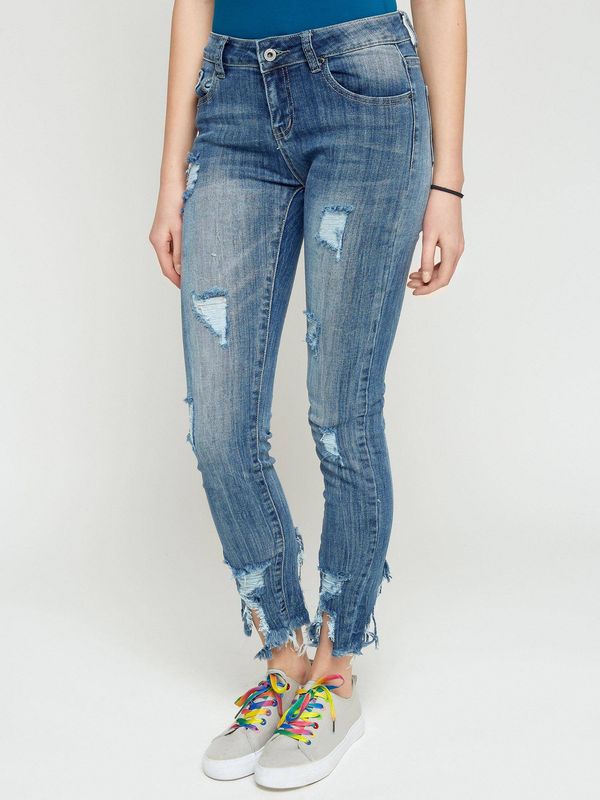 Jack Berry Jeans with tears and decorative zipper blue