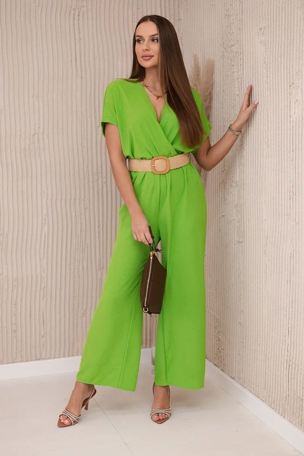 Kesi Jumpsuit with a decorative belt at the Pistachio waistband