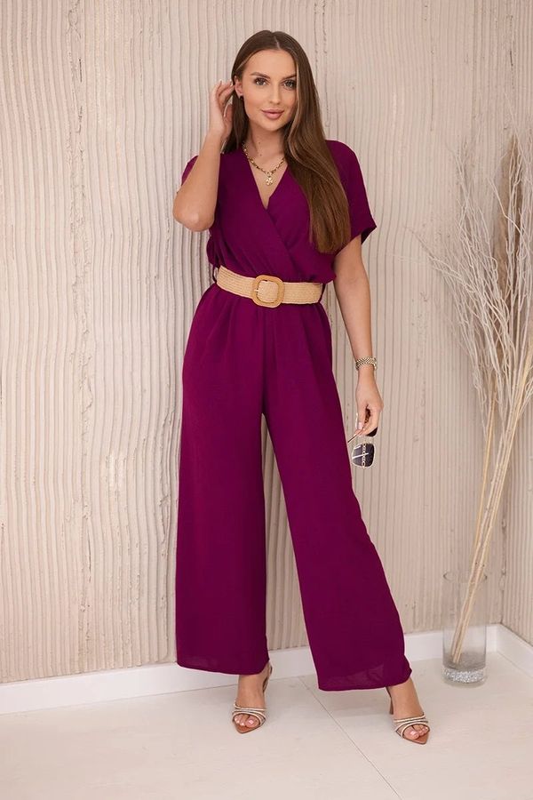 Kesi Jumpsuit with decorative belt at the waist plum