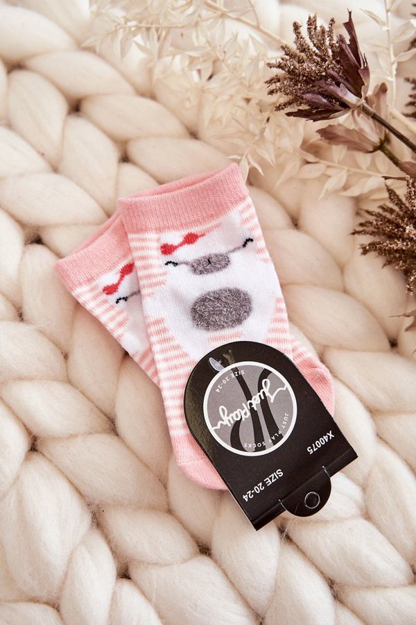 Just Play Just Play Children's Striped Socks With Teddy Bear Pink