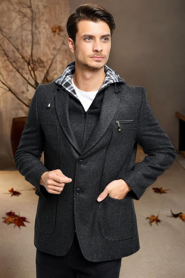 dewberry K7540 DEWBERRY MEN'S COAT-LIGHT PATTERNED ANTHRACITE