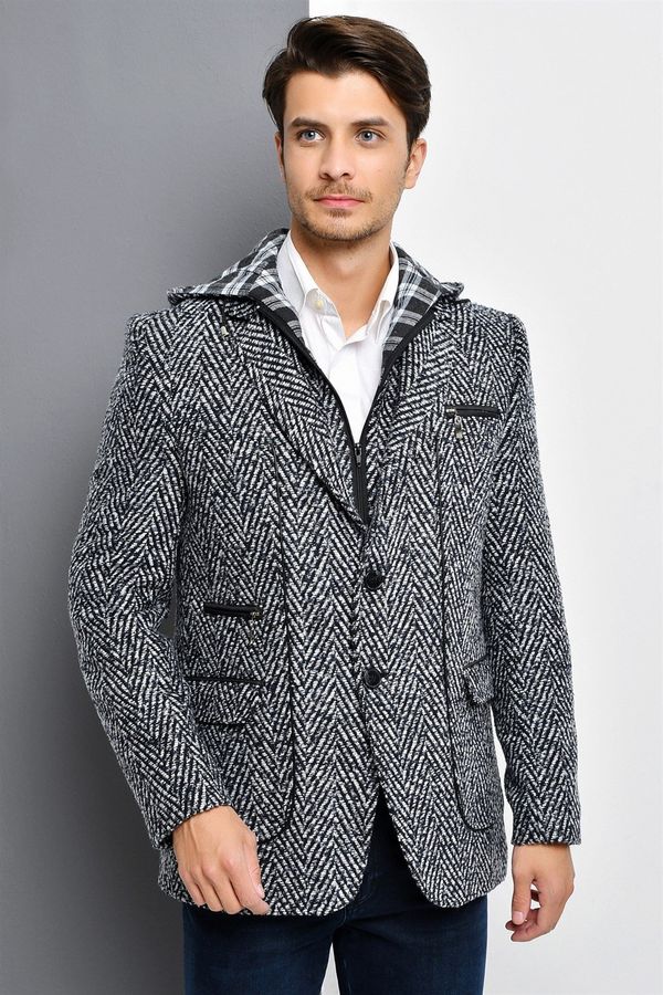 dewberry K7540 DEWBERRY MEN'S COAT-PATTERNED NAVY BLUE