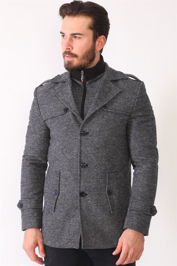 dewberry K7542 DEWBERRY MEN'S COAT-DOTTED BLACK