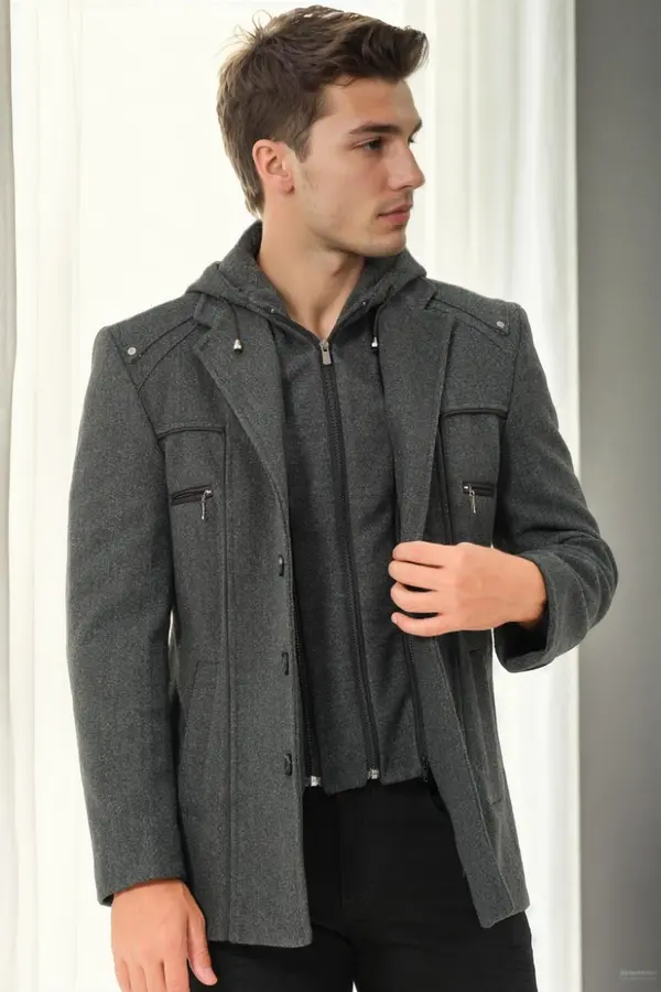 dewberry K9532 DEWBERRY MEN'S COAT-PLAIN ANTHRACITE