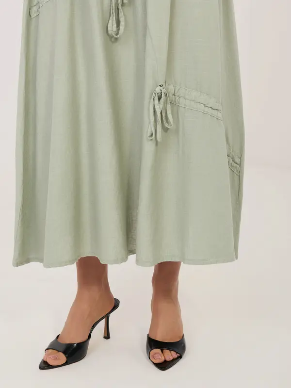 Italy Moda Kaki dolgo krilo, mešano z lanom