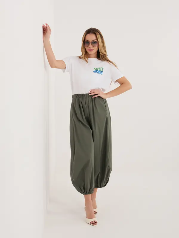 RUE PARIS Kaki hlače dolžine 7/8