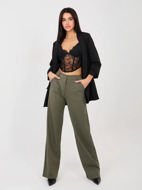 LAKERTA Kaki hlače z visokim pasom