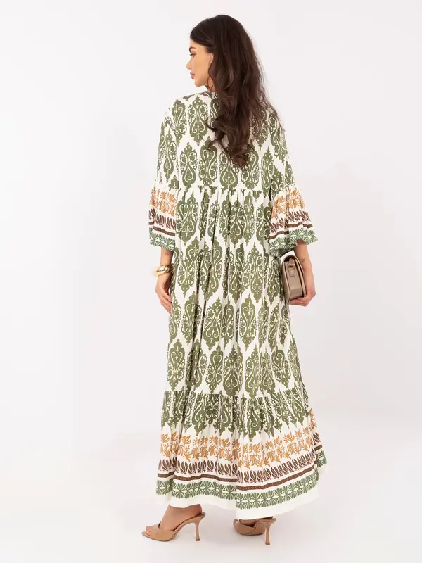 Italy Moda Kaki poletna oversized obleka z vzorci
