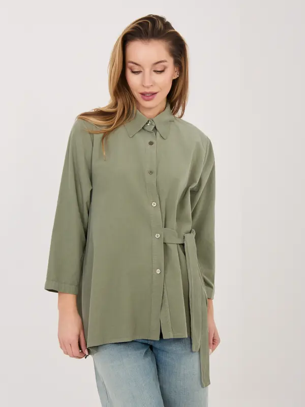 RUE PARIS Kaki žametna srajca