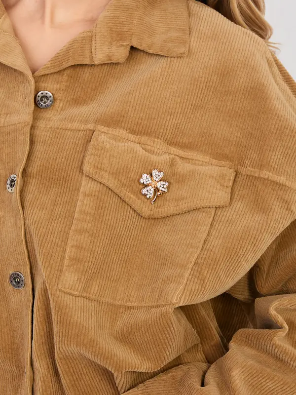 RUE PARIS Kamelja jakna iz nojevega materiala z ovratnikom