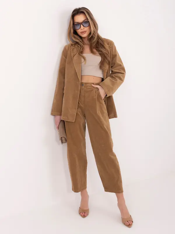 RUE PARIS Kamelje žametne hlače 7/8