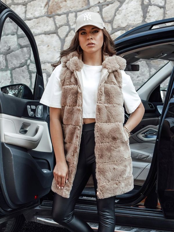 DStreet Kamizelka damska ASHTON kamelowa Dstreet