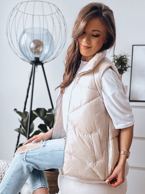 DStreet Kamizelka damska pikowana HOLO beżowa Dstreet