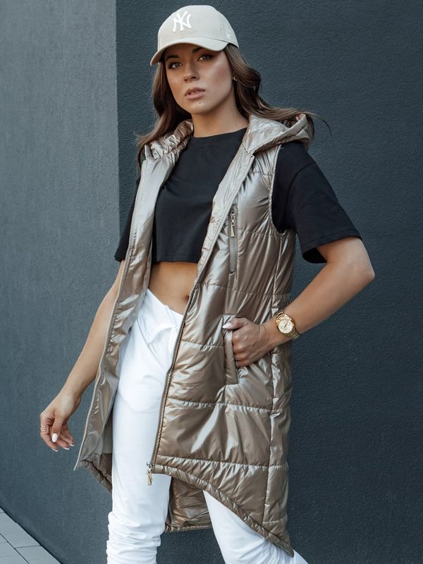 DStreet Kamizelka damska pikowana MERIS kamelowa Dstreet