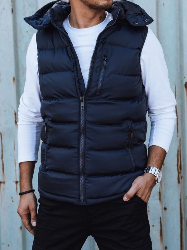 DStreet Kamizelka męska pikowana niebieska Dstreet