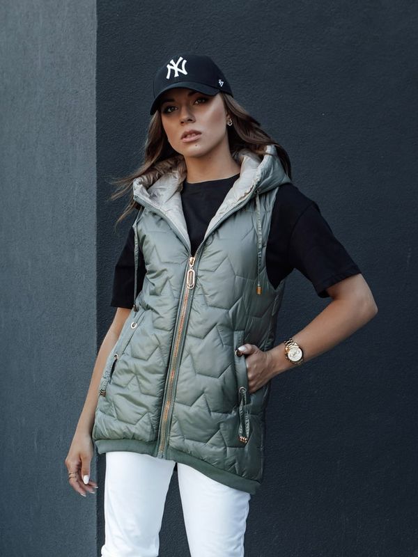 DStreet Kamizelka pikowana damska GLITZY zielona Dstreet