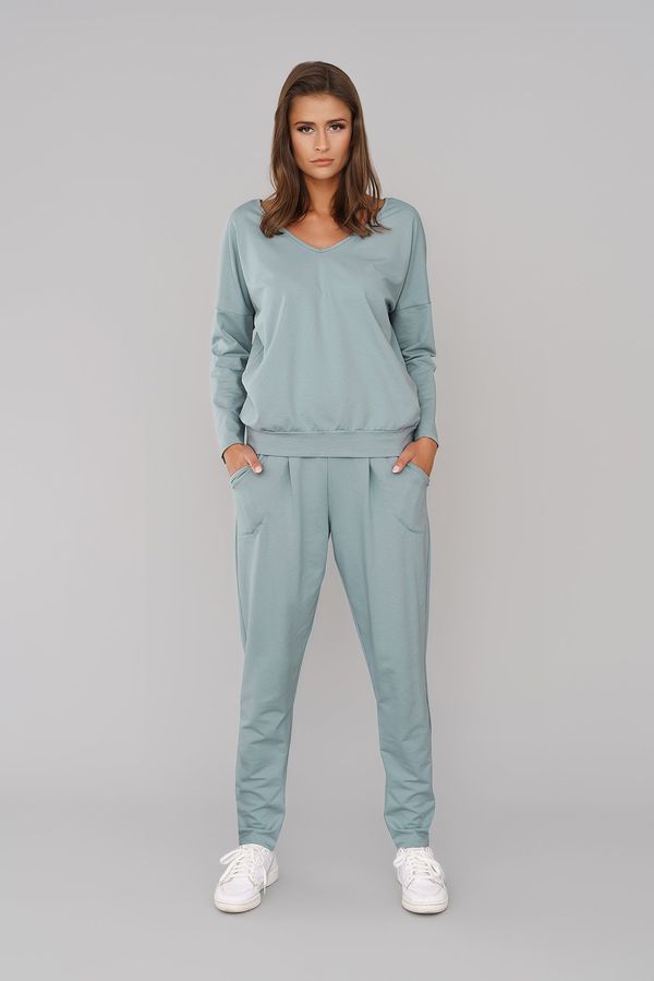 Italian Fashion Karina Women's Long Sleeve Tracksuit, Long Pants - Mint