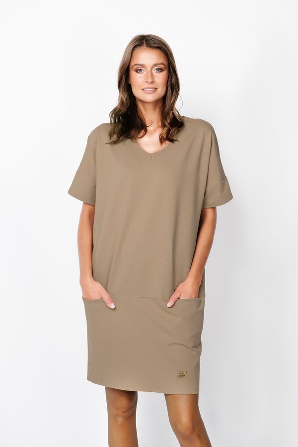 Italian Fashion Karina women's tunic with short sleeves - camel