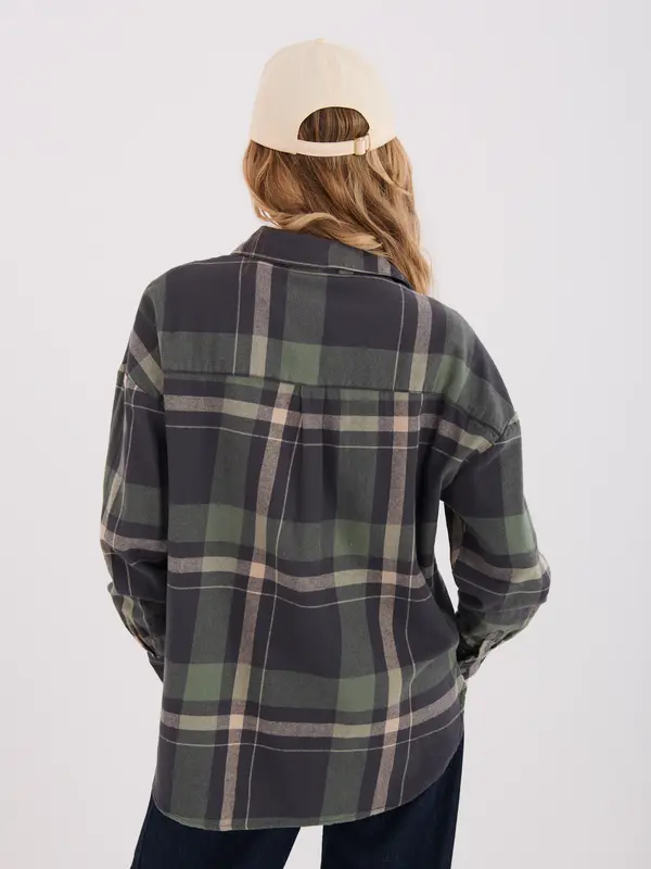 Factory Price Karirasta srajca v kaki barvi