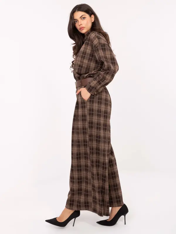 MODA ITALY Kariraste hlače s pasom