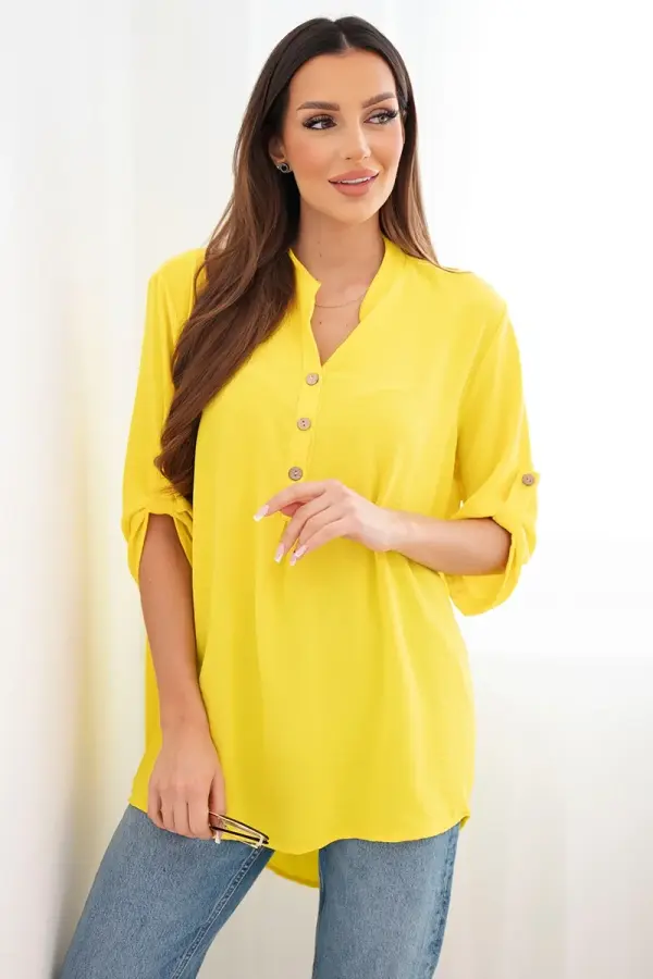 Kesi Włoski Kesi bluza s podaljšanim hrbtom, temno rumena