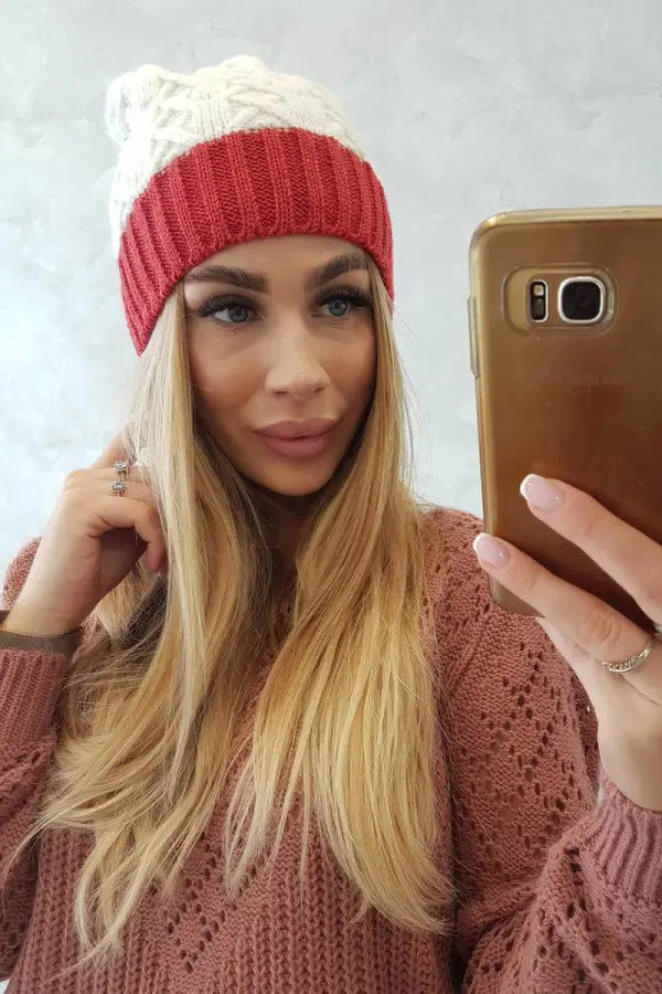 Kesi Kesi Cap with fleece Bibiana K264 burgundy + ecru