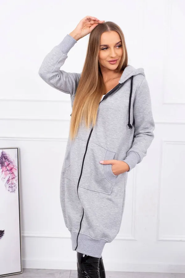 Kesi Kesi Long insulated sweatshirt with a hood gray