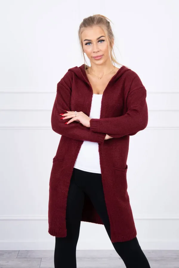 Kesi Kesi Plain sweater with a hood and pockets burgundy