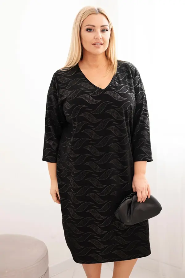 Kesi Kesi Plus Size women's georgette dress with a V-neck black