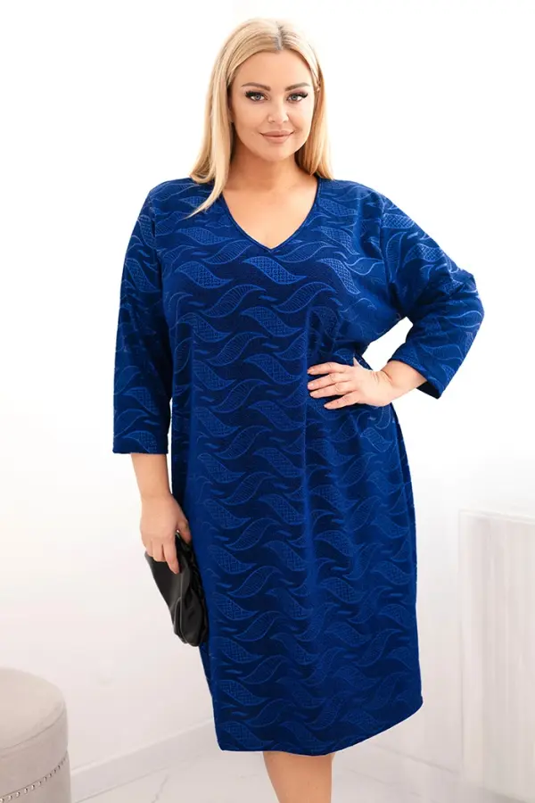 Kesi Kesi Plus Size women's georgette dress with a V-neck cobalt blue