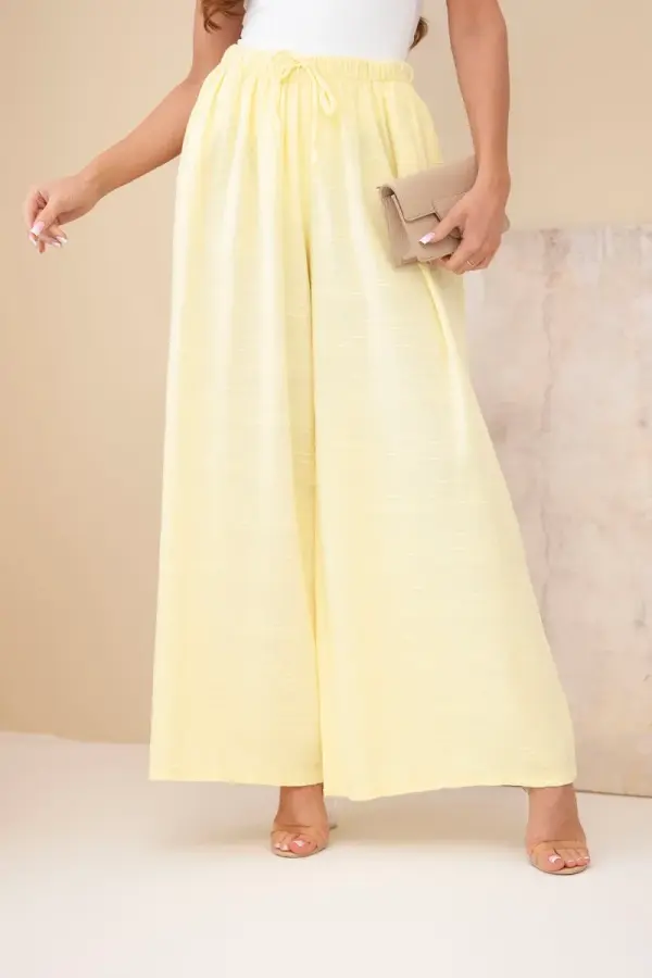 Kesi Włoski Kesi rumene ženske široke bombažne hlače