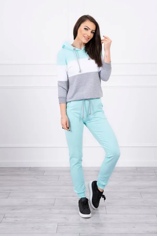 Kesi Kesi Set with colorful stripes mint+white