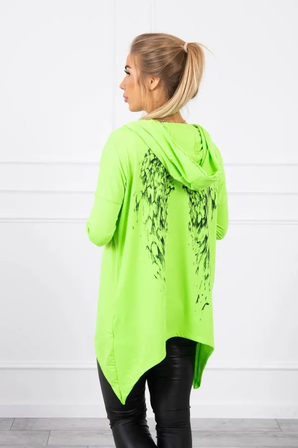 Kesi Kesi Sweatshirt with a print of wings green neon