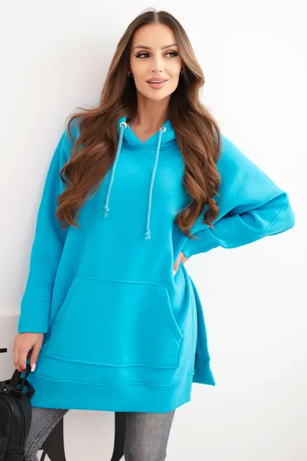 Kesi Kesi Warm sweatshirt with side slits turquoise
