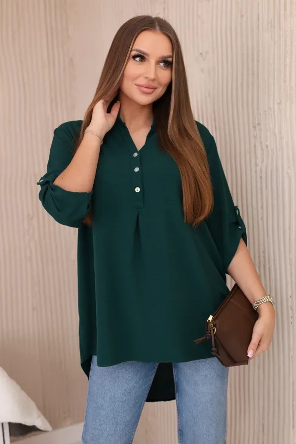 Kesi Włoski Kesi Włoski Blouse with a longer back dark green