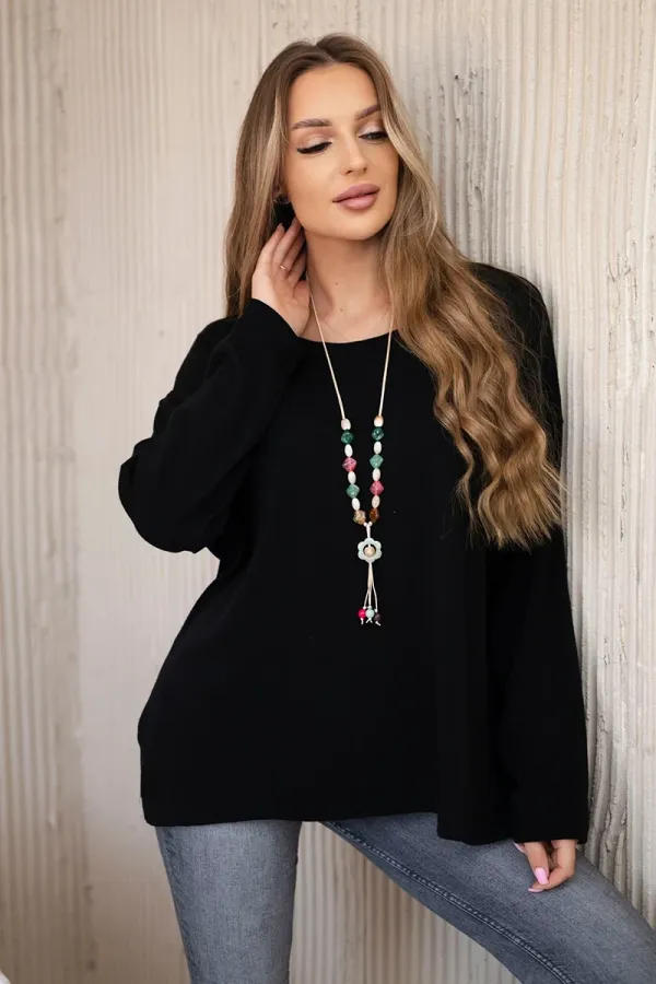 Kesi Włoski Kesi Włoski Blouse with necklace black