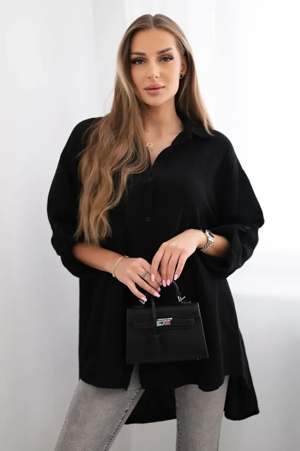 Kesi Włoski Kesi Włoski Cotton muslin shirt black