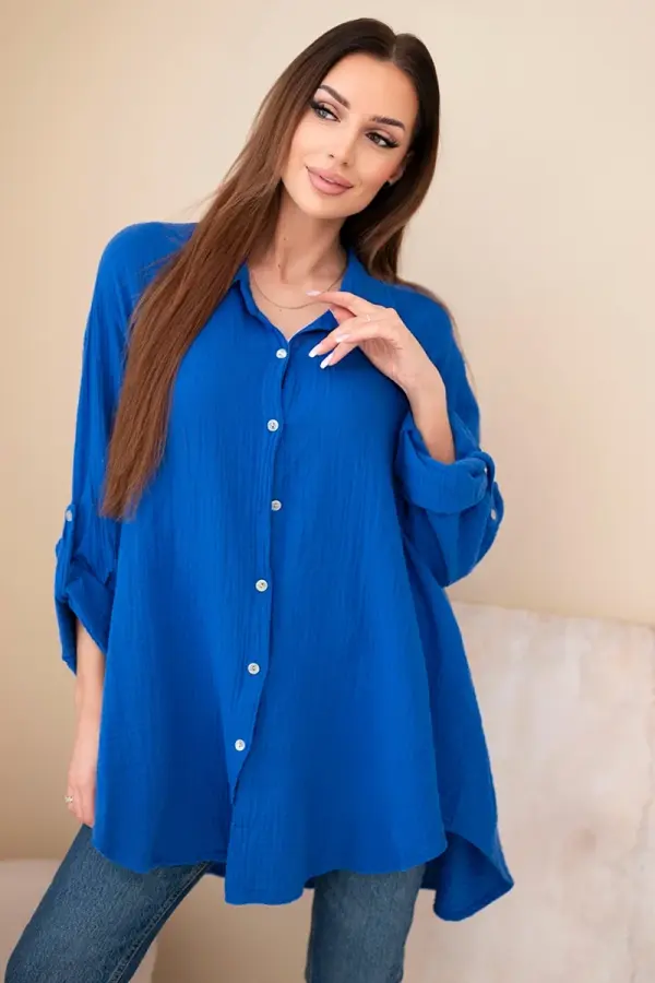 Kesi Włoski Kesi Włoski Cotton muslin shirt cornflower blue