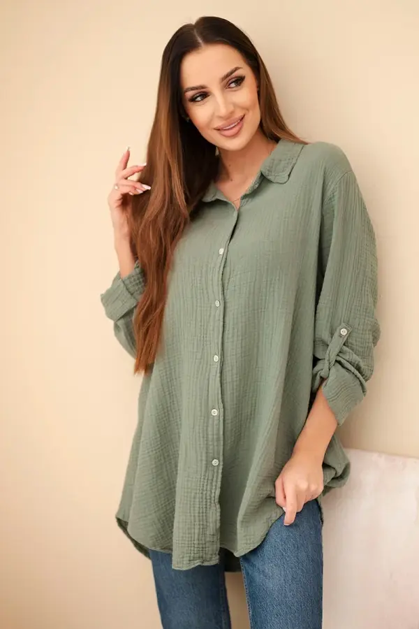 Kesi Włoski Kesi Włoski Cotton muslin shirt khaki