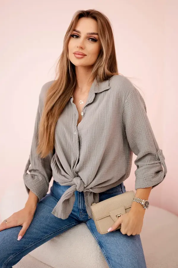 Kesi Włoski Kesi Włoski Cotton muslin shirt oversize Fango