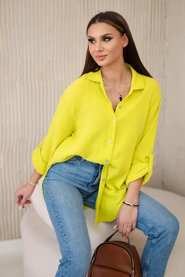 Kesi Włoski Kesi Włoski Cotton muslin shirt oversize kiwi