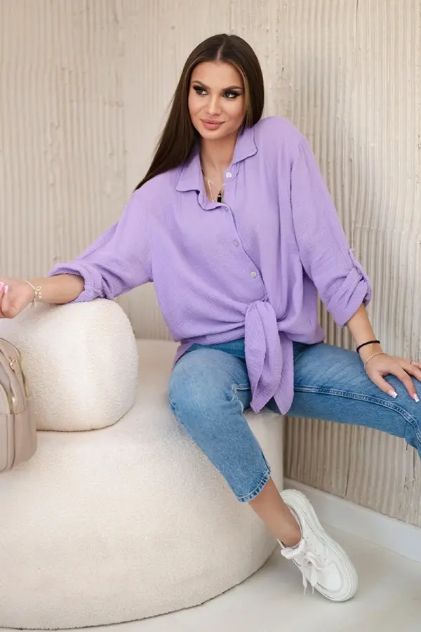 Kesi Włoski Kesi Włoski Cotton muslin shirt oversize violet