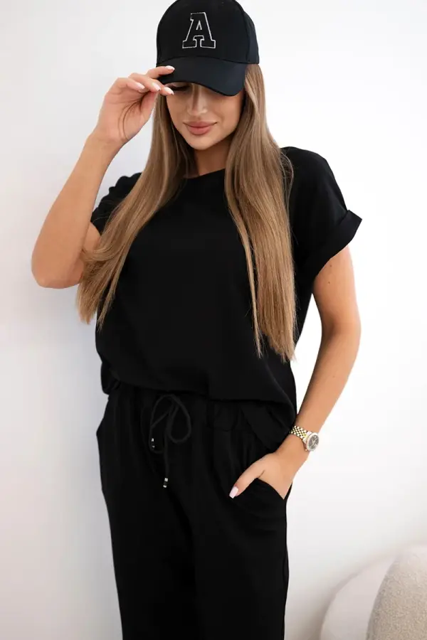Kesi Włoski Kesi Włoski Cotton set blouse + trousers black