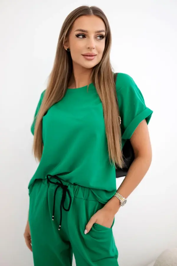 Kesi Włoski Kesi Włoski Cotton set blouse + trousers green
