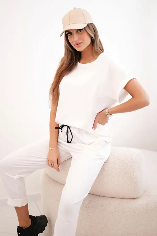 Kesi Włoski Kesi Włoski Cotton set blouse + trousers white