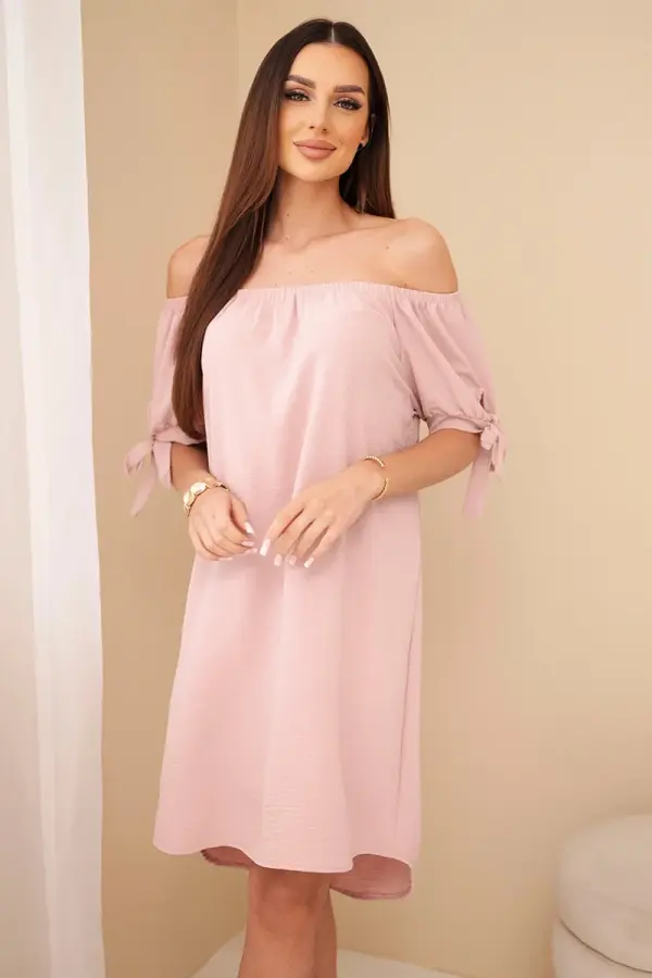 Kesi Włoski Kesi Włoski Dress tied on the sleeves powdered pink